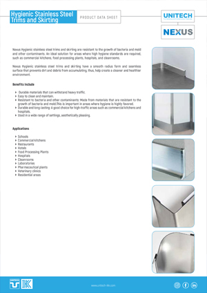 Stainless Steel Hygienic Trims and Skirting